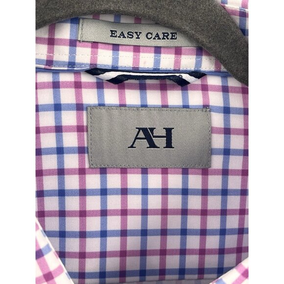 AH Men's White Purple/Pink Plaid 4-Way Stretch Button Down Shirt NWT XXL - Picture 4 of 6